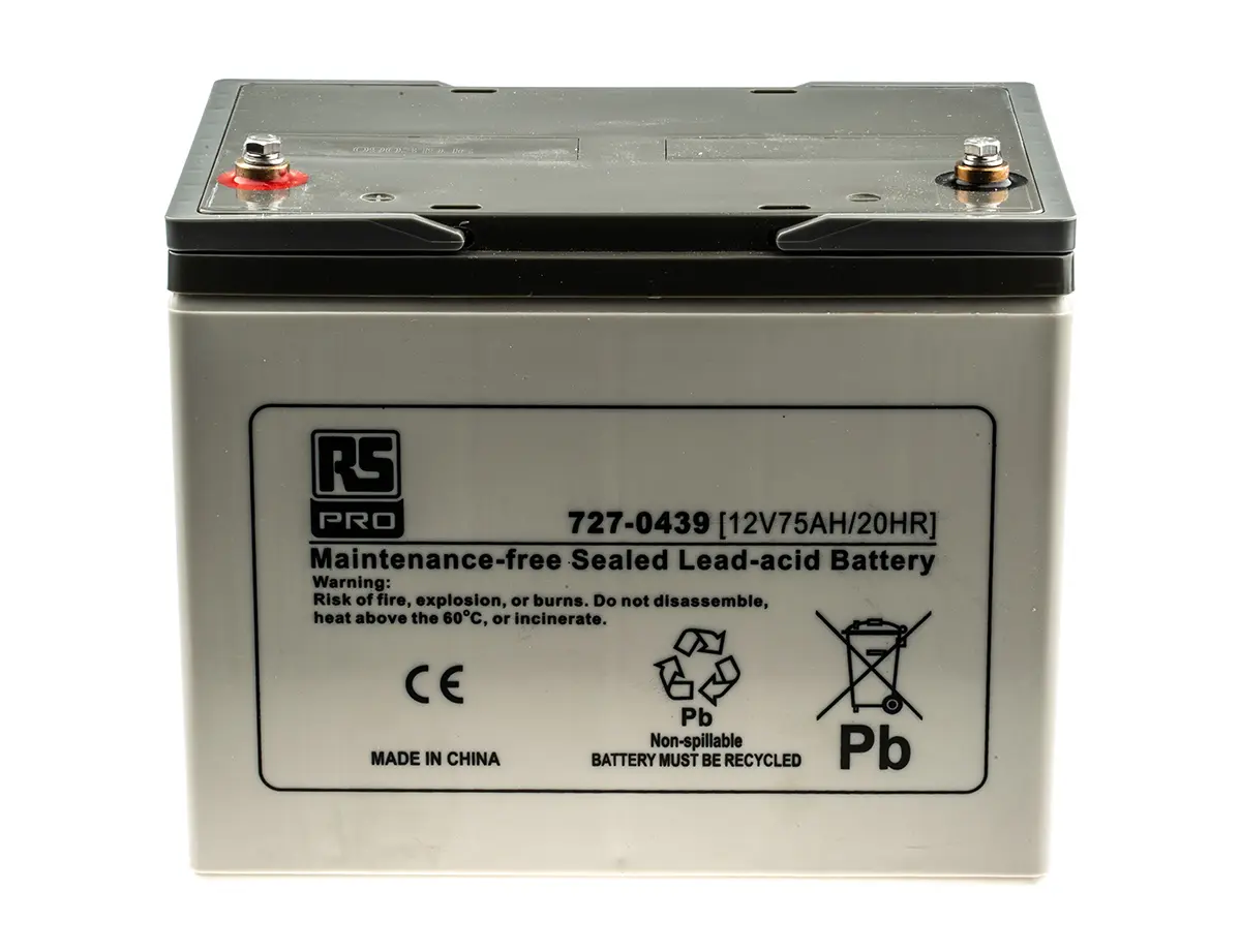 Produktfoto 1 von RS PRO RS PRO Abgedichteter Bleiakku, 12V / 75Ah, T6-Anschluss, 260 x 168 x 208mm