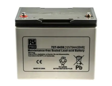 Produktfoto 1 von RS PRO RS PRO T6 Abgedichteter Bleiakku, 12 V / 75 Ah, 260mm x 208 mm