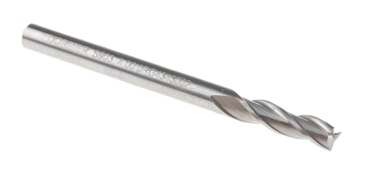 Produktfoto 1 von Dormer glatt Carbid Langlochfräser, Schneider-Ø 4 mm, Schaft-Ø 4mm, GL 50 mm, 3-schneidig