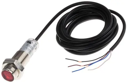 Produktfoto 1 von RS PRO Zylinderförmig Optischer Sensor, Hintergrundunterdrückung, NPN Ausgang
