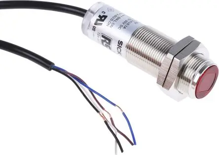 Produktfoto 1 von RS PRO Zylinderförmig Optischer Sensor, Reflektierend, PnP Ausgang, 4-poliger M12-Steckverbinder