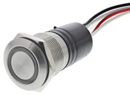 Produktfoto 1 von Bulgin MPI002 Druckschalter Blau Beleuchtet Tastend Panel Ø 19.2 mm, SPST / 50mA 24 V dc, IP66