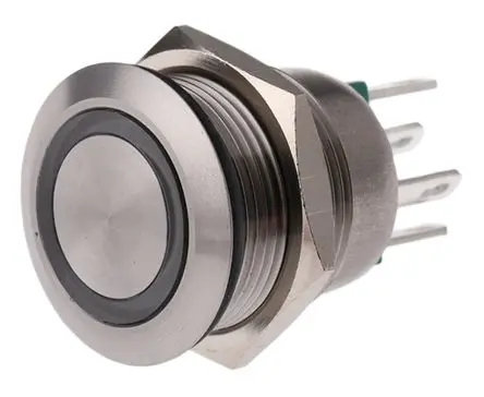 Produktfoto 1 von Bulgin MPI002 Druckschalter Grün Beleuchtet Tastend Panel Ø 19.2 mm, SPST / 50mA 24 V dc, IP66