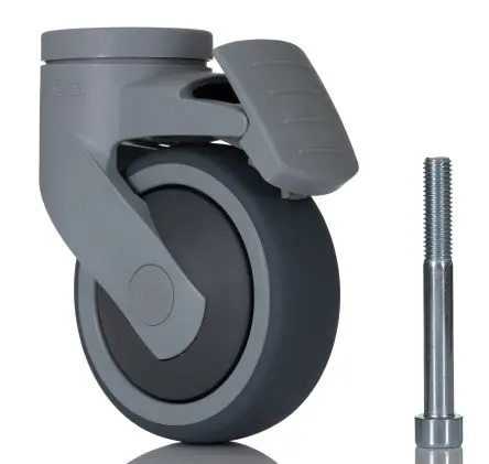 Produktfoto 1 von Tente Drehbar Rolle, Rad ø 100 mm, 100 kg, Ges H. 137 mm, Rad B. 32 mm, Thermoplast-Gummi