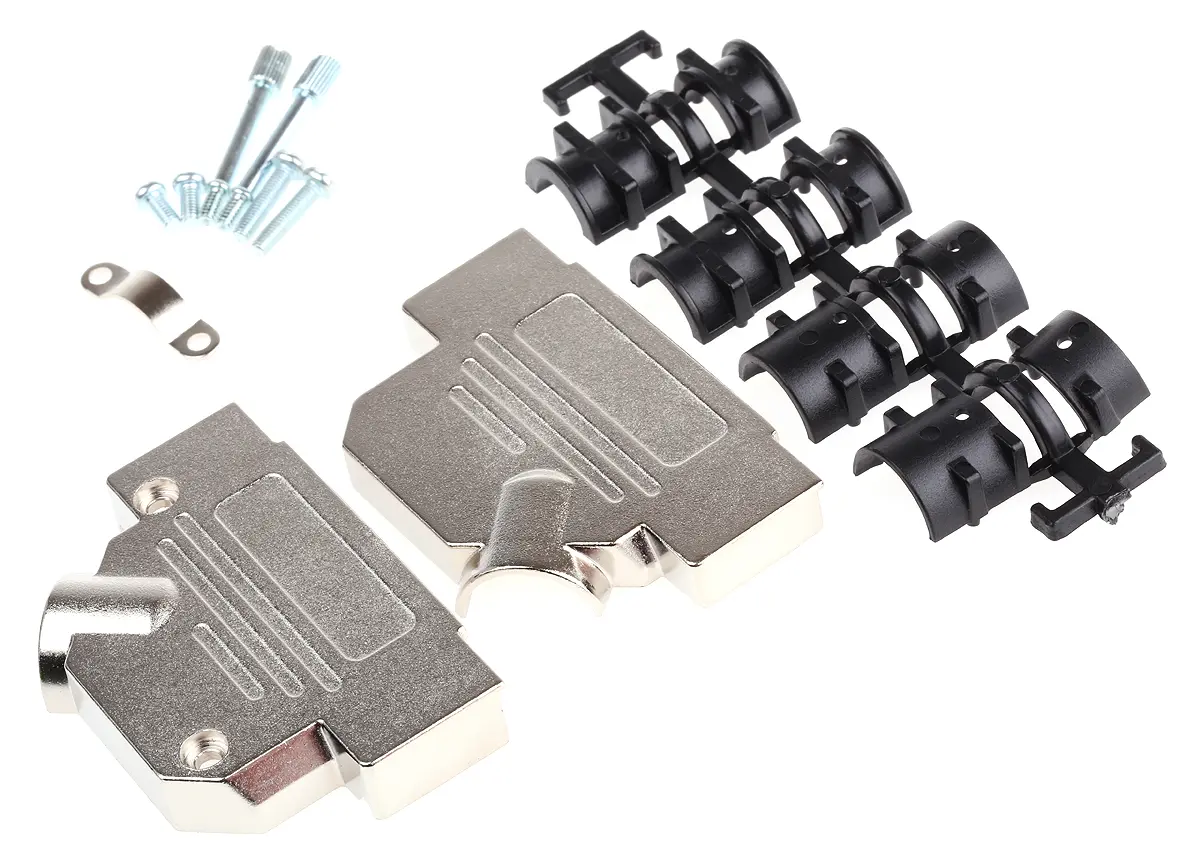 Produktfoto 1 von MH Connectors MHD45ZK D-Sub-Gehäuse Abgewinkelt, 50-polig, D: D-Sub-Gehäuse Zugentlastung, Silber, Größe D, aus Zink