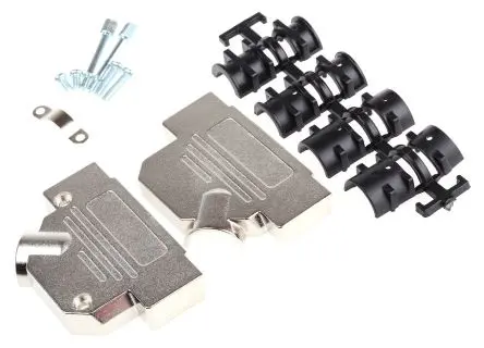 Produktfoto 1 von MH Connectors MHD45ZK D-Sub-Gehäuse Abgewinkelt, 50-polig, D: D-Sub-Gehäuse Zugentlastung, Silber, Größe D, aus Zink