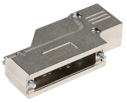 Produktfoto 1 von MH Connectors MHDCMR D-Sub-Gehäuse gewinkelt, 25-polig, D: D-Sub-Gehäuse Zugentlastung, Silber, Größe B, aus Zink