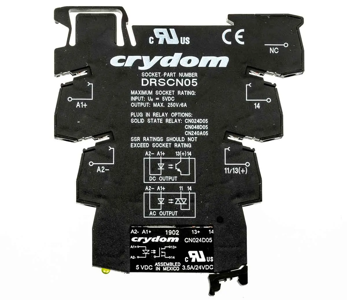 Produktfoto 1 von Sensata Crydom Halbleiter-Interfacerelais, 3,5 A max., DIN-Schienen 3 Vdc min. 24 Vdc max. / -25 max. Nulldurchgang