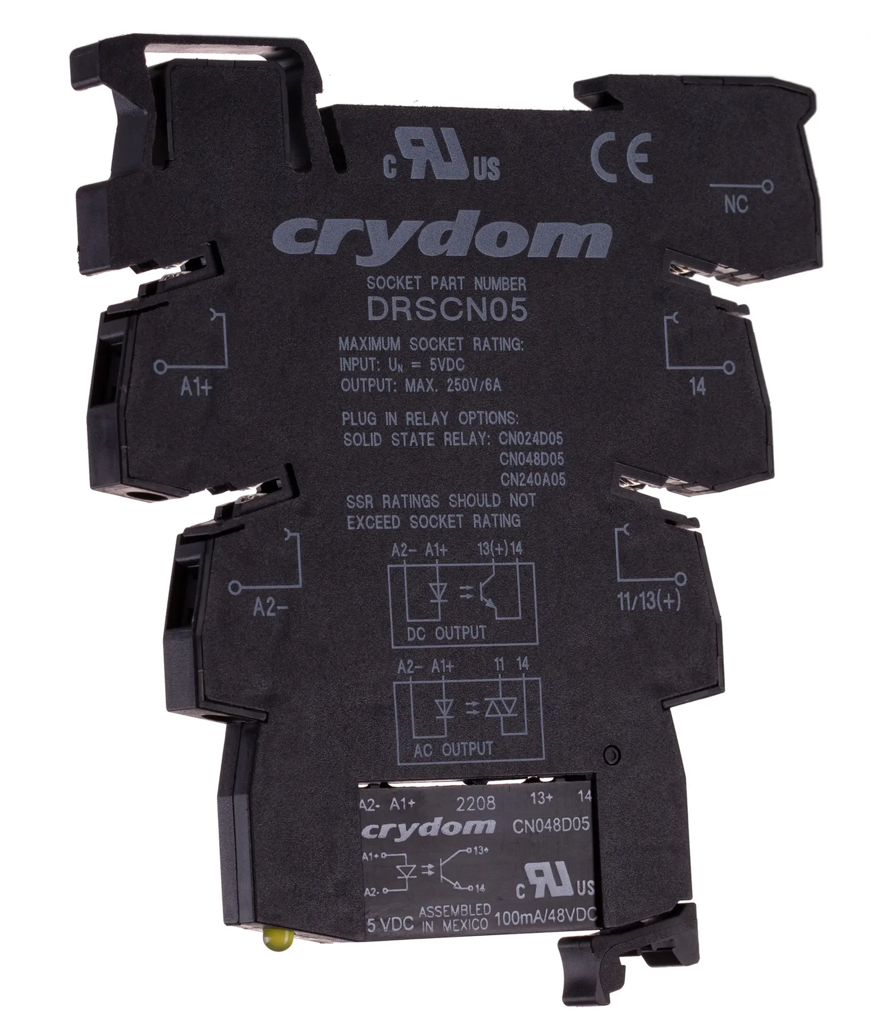 Produktfoto 1 von Sensata Crydom DRA-CN Halbleiter-Interfacerelais, 0,1 A max., DIN-Schienen 3 Vdc min. 48 Vdc max. / -25 max. 10mA