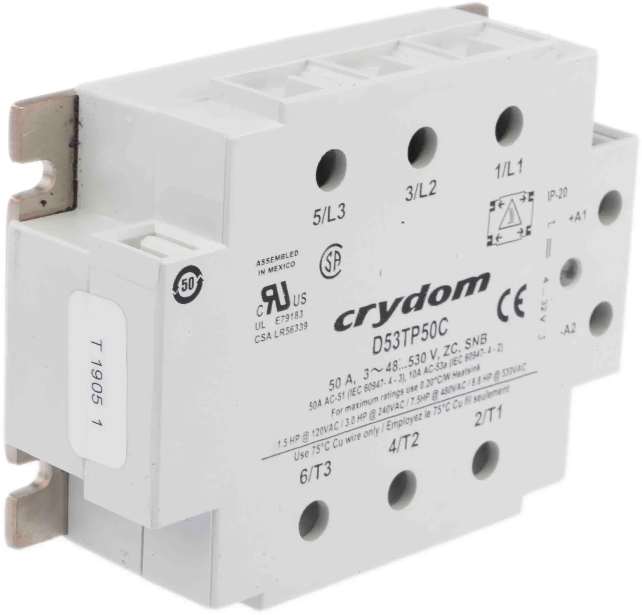 Produktfoto 1 von Sensata / Crydom 53TP Panel Halbleiterausgang, 3-poliger Schließer 530 V ac 32V dc / 50 A