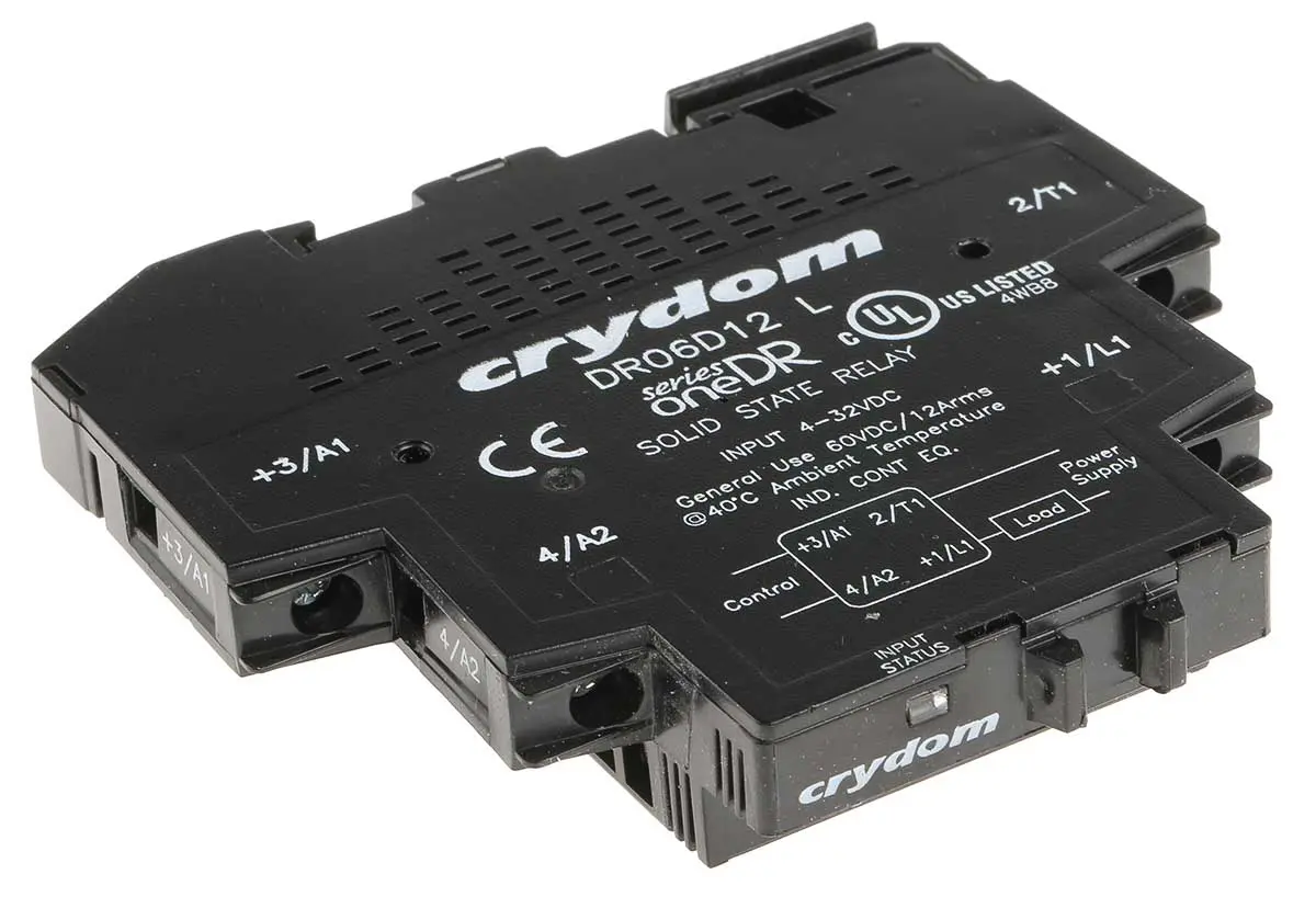 Produktfoto 1 von Sensata Crydom Halbleiter-Interfacerelais, 12 A max., DIN-Schienen 4 Vdc min. 60 Vdc max. / 32 Vdc max. Nulldurchgang