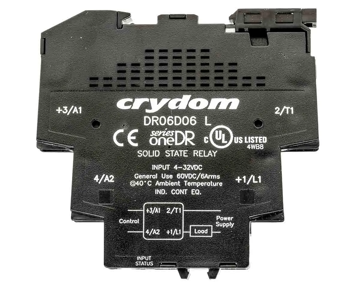 Produktfoto 1 von Sensata Crydom Halbleiter-Interfacerelais, 6 A max., DIN-Schienen 4 Vdc min. 60 Vdc max. / 32 Vdc max. Nulldurchgang