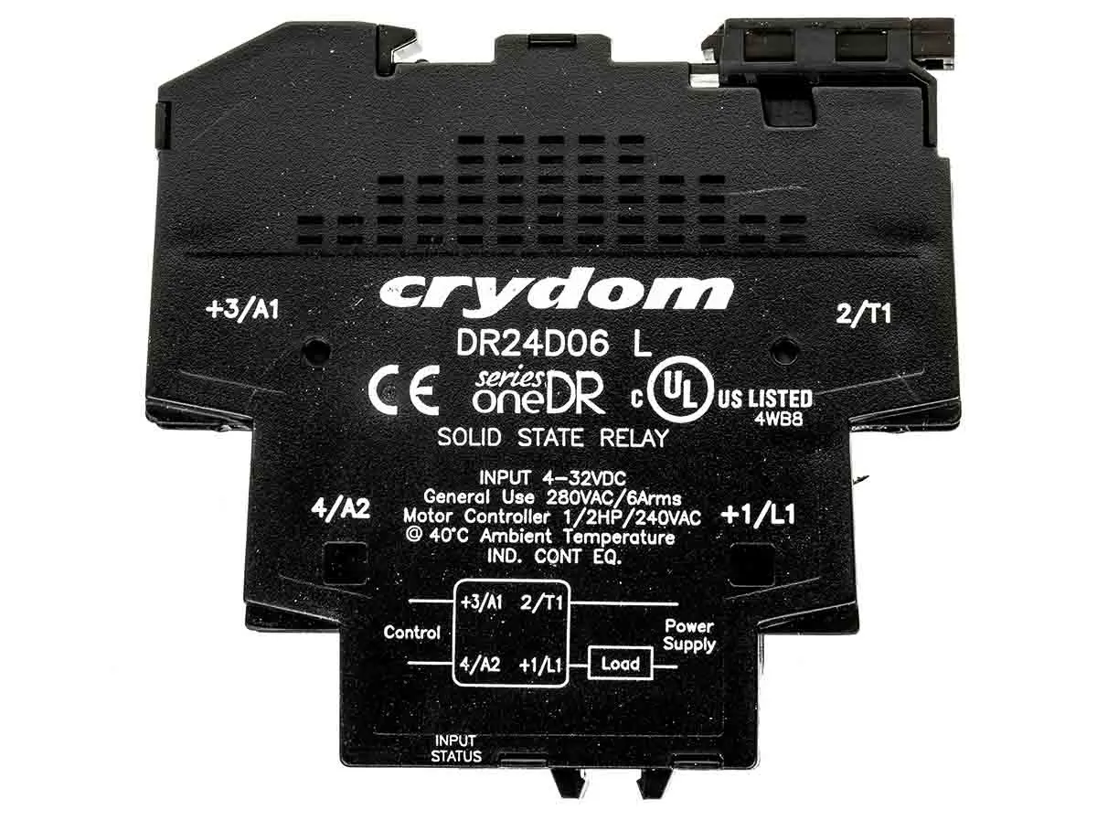Produktfoto 1 von Sensata Crydom Halbleiter-Interfacerelais, 6 A Effektivwert max., DIN-Schienen 4 Vdc min. 280 Vrms max. / 32 Vdc max.