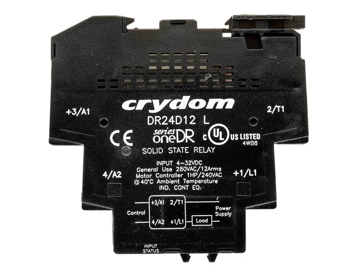 Produktfoto 1 von Sensata Crydom Halbleiter-Interfacerelais, 12 A Effektivwert max., DIN-Schienen 4 Vdc min. 280 Vrms max. / 32 Vdc max.