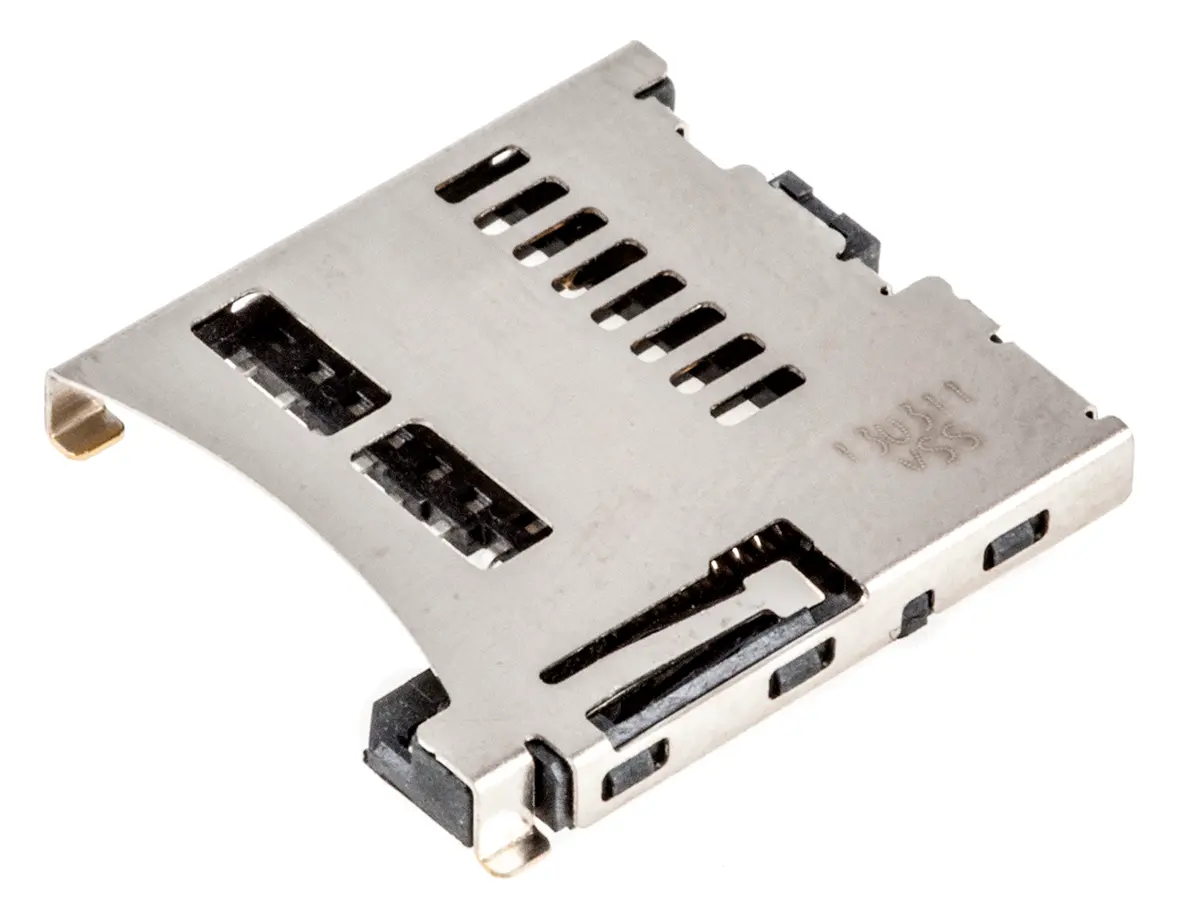 Produktfoto 1 von Molex 47352 MicroSD, gewinkelt Steckverbinder für Speicherkarten Stecker, 8-polig / 1-reihig Lot, Raster 1.1 mm,
