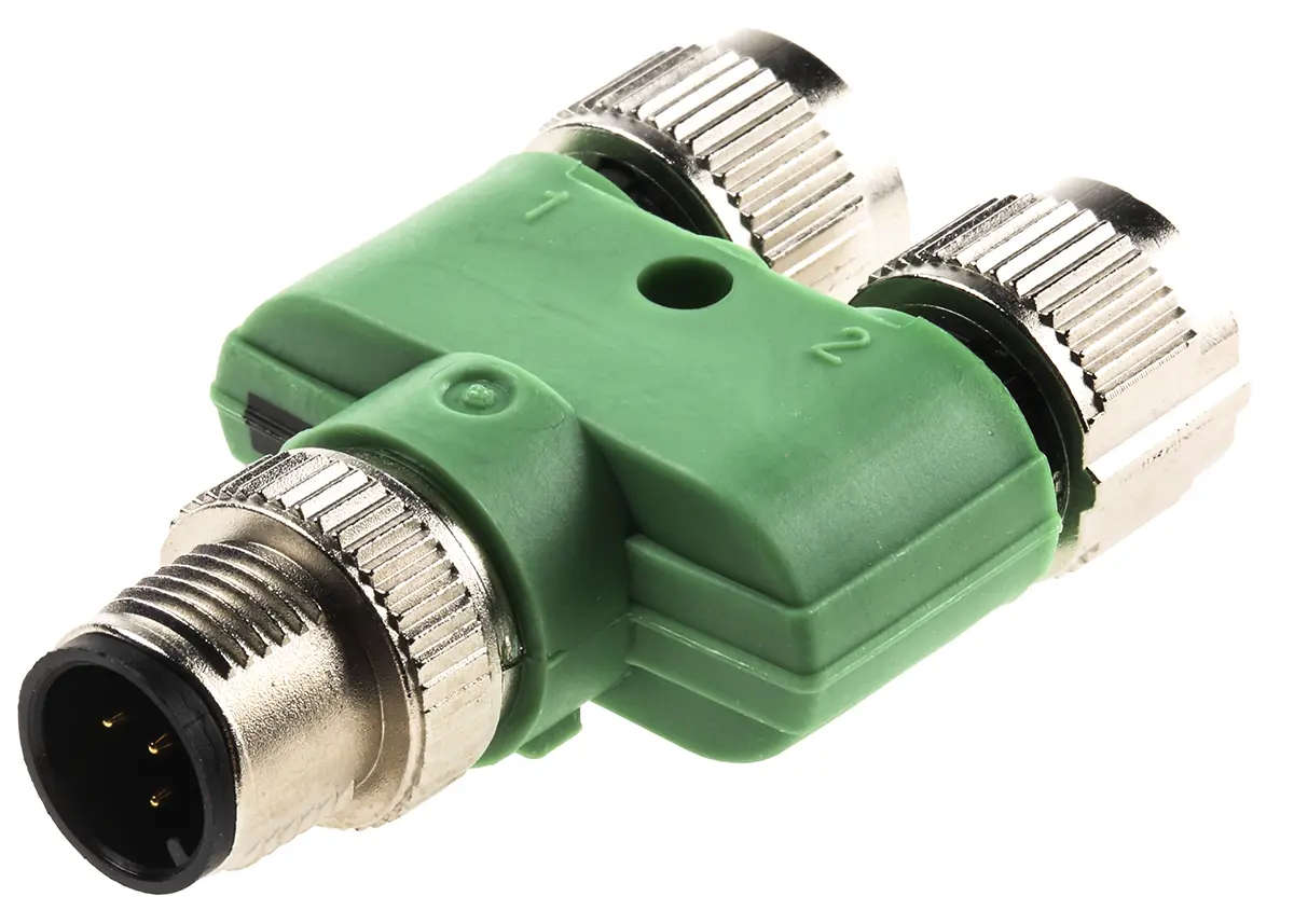 Produktfoto 1 von Phoenix Contact, Gerade Rundsteckverbinder Adapter 5 M12, IP68, IP69K, IP65 10 M12 Buchse