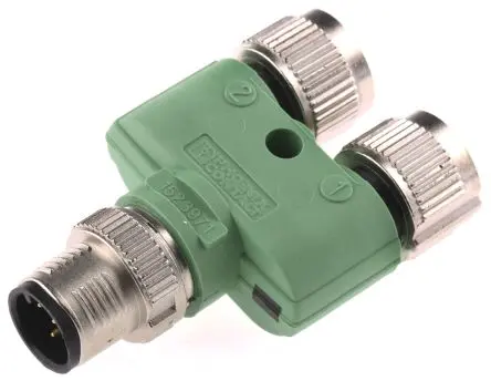 Produktfoto 1 von Phoenix Contact, Gerade SAC-3P-Y/2XFS PE SCO Rundsteckverbinder Adapter 5 M12, IP65, IP67 Stecker 2 M12 Buchse