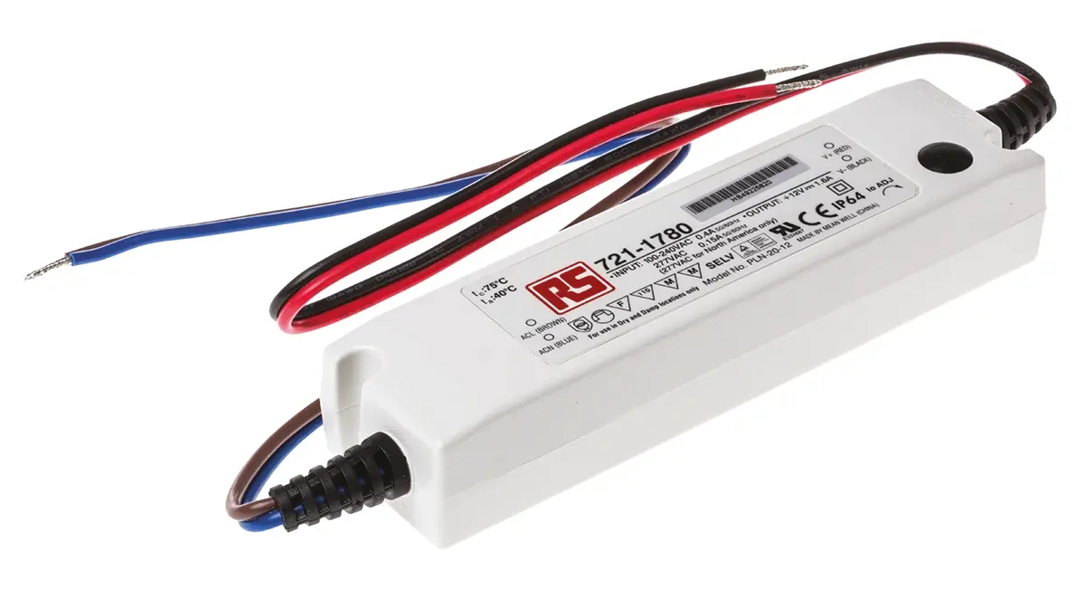 Produktfoto 1 von MEAN WELL LED-Treiber, 19.2 W 277 V ac, 90 V ac, 127V dc, 392 V dc LED-Treiber 1.6A, Ausgang 12V