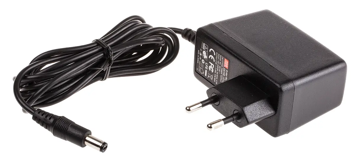 Produktfoto 1 von MEAN WELL Steckernetzteil AC/DC-Adapter 12W, 100V ac, 5V dc / 2.4A, EU-Netzstecker
