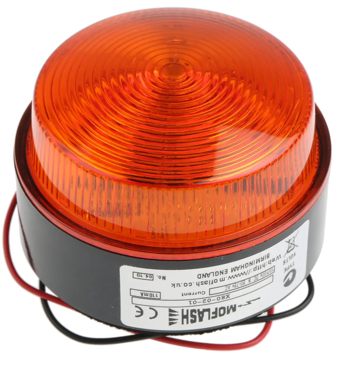 Produktfoto 1 von Moflash X80 Xenon Blinkend Signalleuchte Orange, 10 → 100 V dc, 20 → 72 V ac, Ø 76mm x 50mm