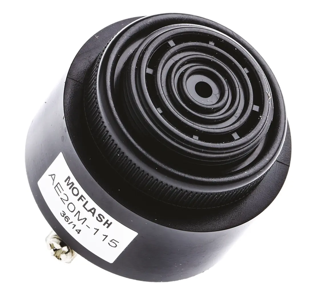 Produktfoto 1 von Moflash AE20M Akustischer Warnmelder IP55 115 V AC 2-Ton 95dB Schwarz, Ø 43 mm