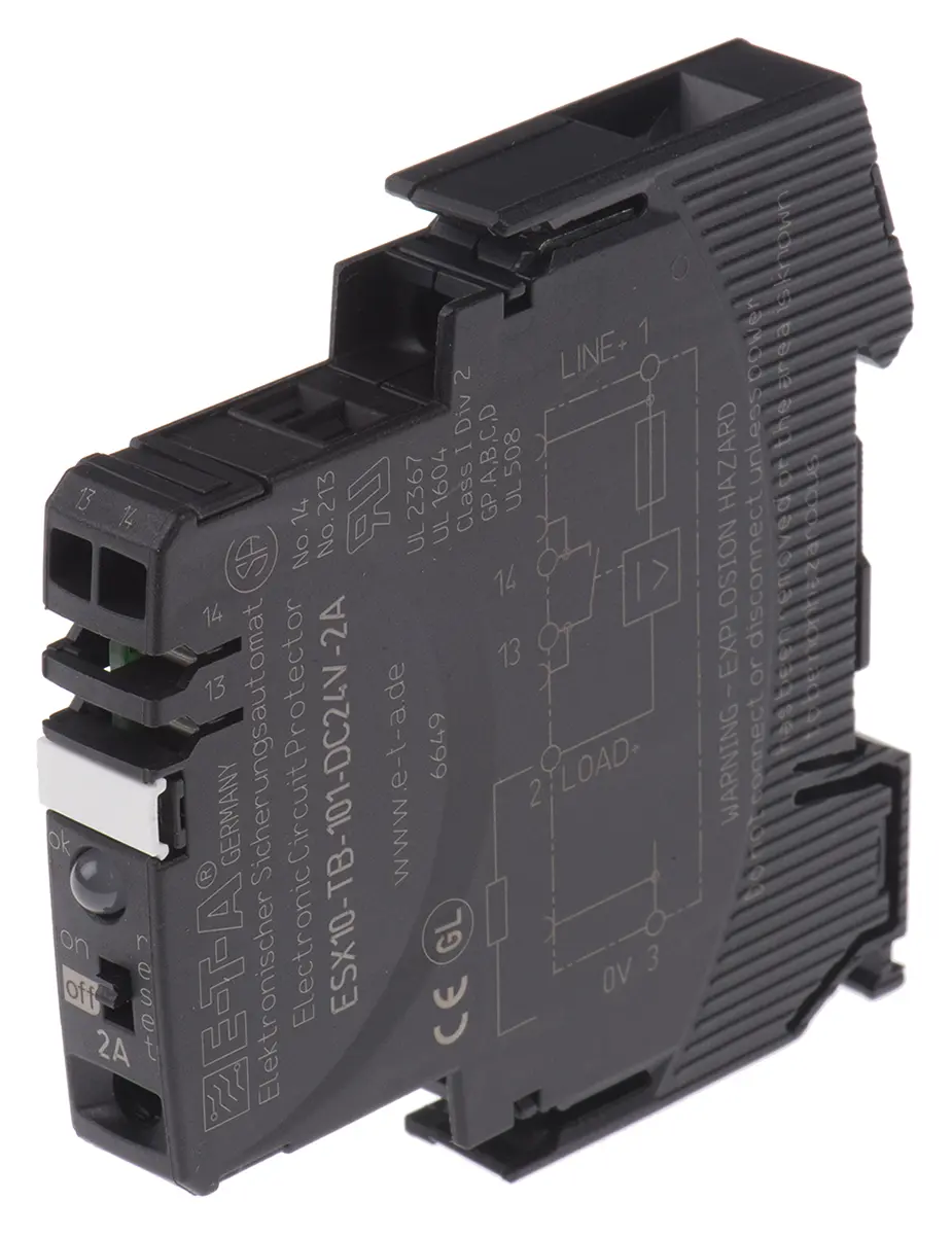 Produktfoto 1 von ETA ESX10-T ESX10 Elektronischer Schutzschalter 24V 1 DIN-Hutschiene L. 80 mm x 12.5mm