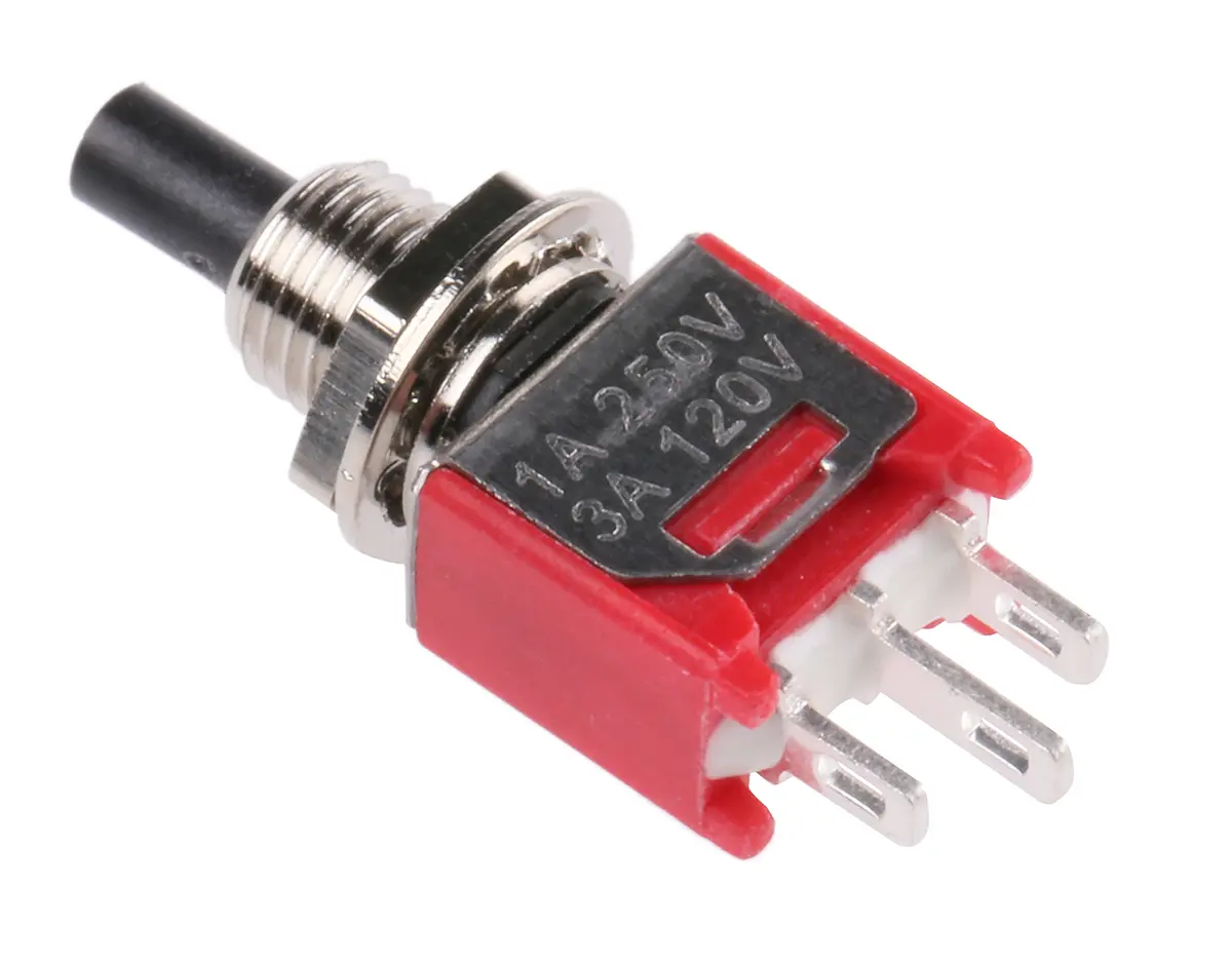 Produktfoto 1 von RS PRO Druckschalter Schwarz Rastend Panel Ø 4.9 mm, SPST / 3A 28 V dc 120 V ac
