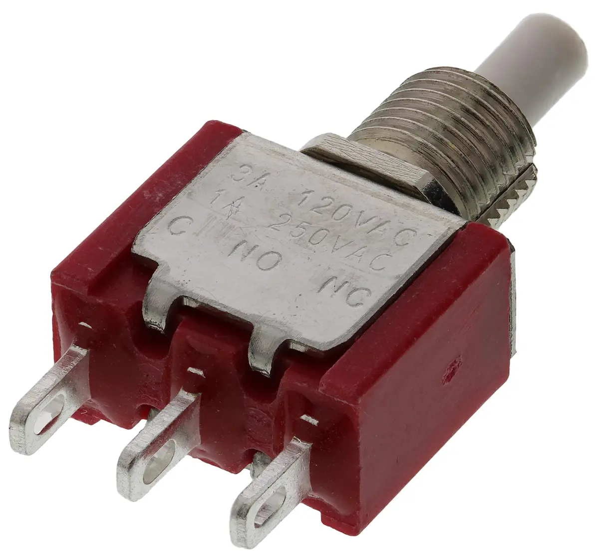 Produktfoto 1 von RS PRO Druckschalter Weiß Tastend Panel Ø 6.4 mm, 1-poliger Umschalter / 3A 28 V dc 120 V ac