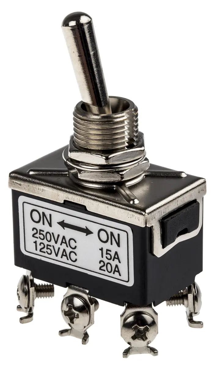 Produktfoto 1 von RS PRO Panel Kippschalter 2-poliger Wechsler, Ein-Ein, 24 V dc, 20A, Schraube