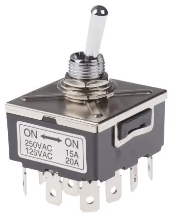Produktfoto 1 von RS PRO Panel Kippschalter 4-poliger Schließer, Ein-Ein, 28 V dc, 28 V ac, 20A, Stecker