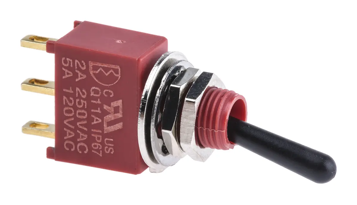 Produktfoto 1 von RS PRO Panel Kippschalter 1-poliger Umschalter, Ein-Ein, 12 V dc, 112 V ac, 5A, IP67, Lot