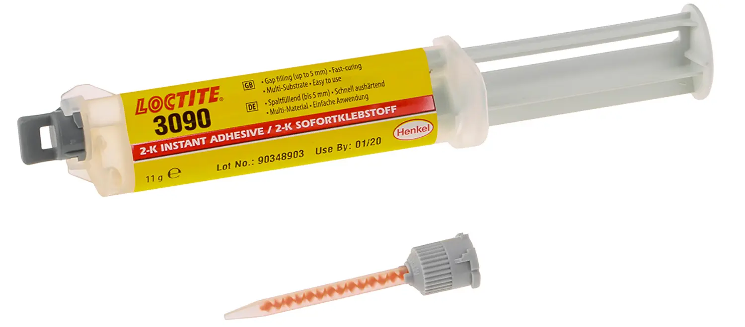 Produktfoto 1 von Loctite 3090 Sekundenkleber 2K-Cyanacrylat Gel transparent, Doppelkartusche 10 g