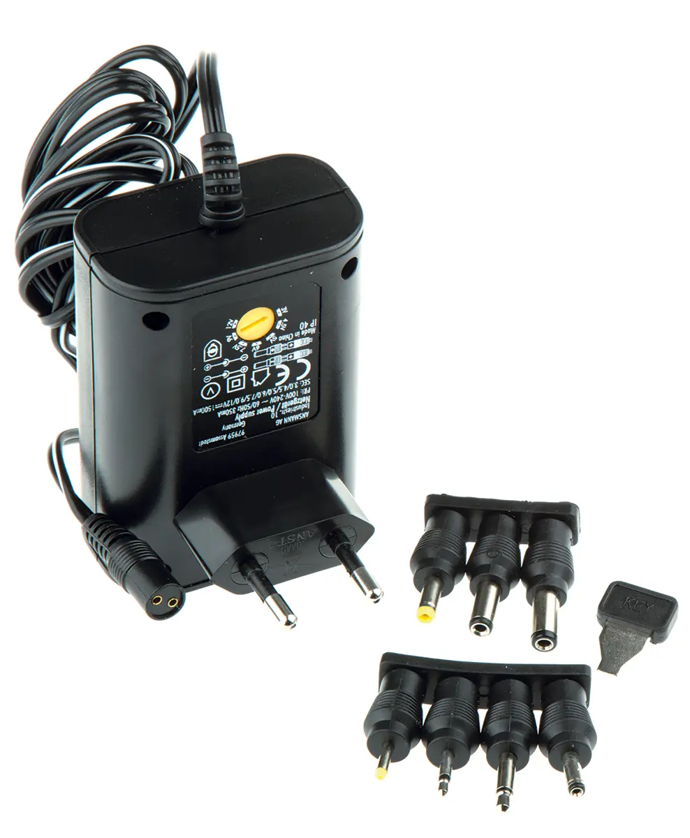Produktfoto 1 von Ansmann Steckernetzteil AC/DC-Adapter 18W, 100V ac, 3 V dc, 4.5 V dc, 5 V dc, 6 V dc, 7.5 V dc, 9 V dc, 12V dc / 1.5A,