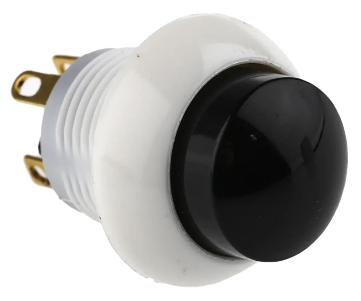 Produktfoto 1 von Otto P9 Druckschalter Schwarz Tastend Panel Ø 12 mm, 2-poliger Umschalter / 5 A 28 V dc 115 V ac, IP64
