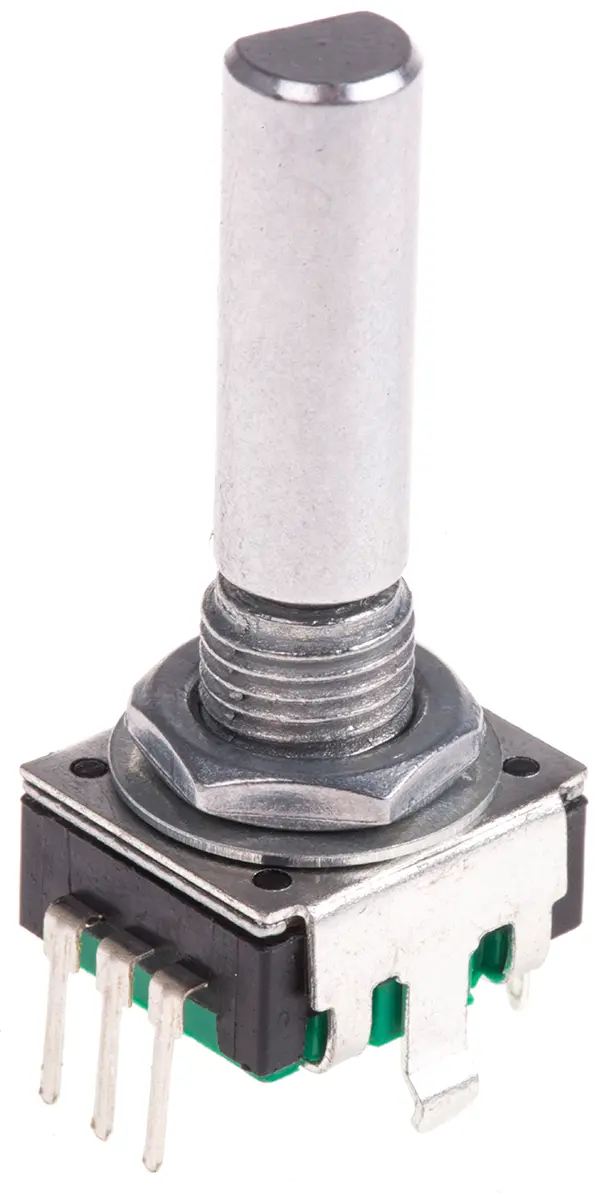 Produktfoto 1 von Bourns Drehgeber 24 Impulse/Umdrehung Impulse/U Inkrementalgeber, mit 6 mm, Flachschaft, Digital Rechteck-Signal,