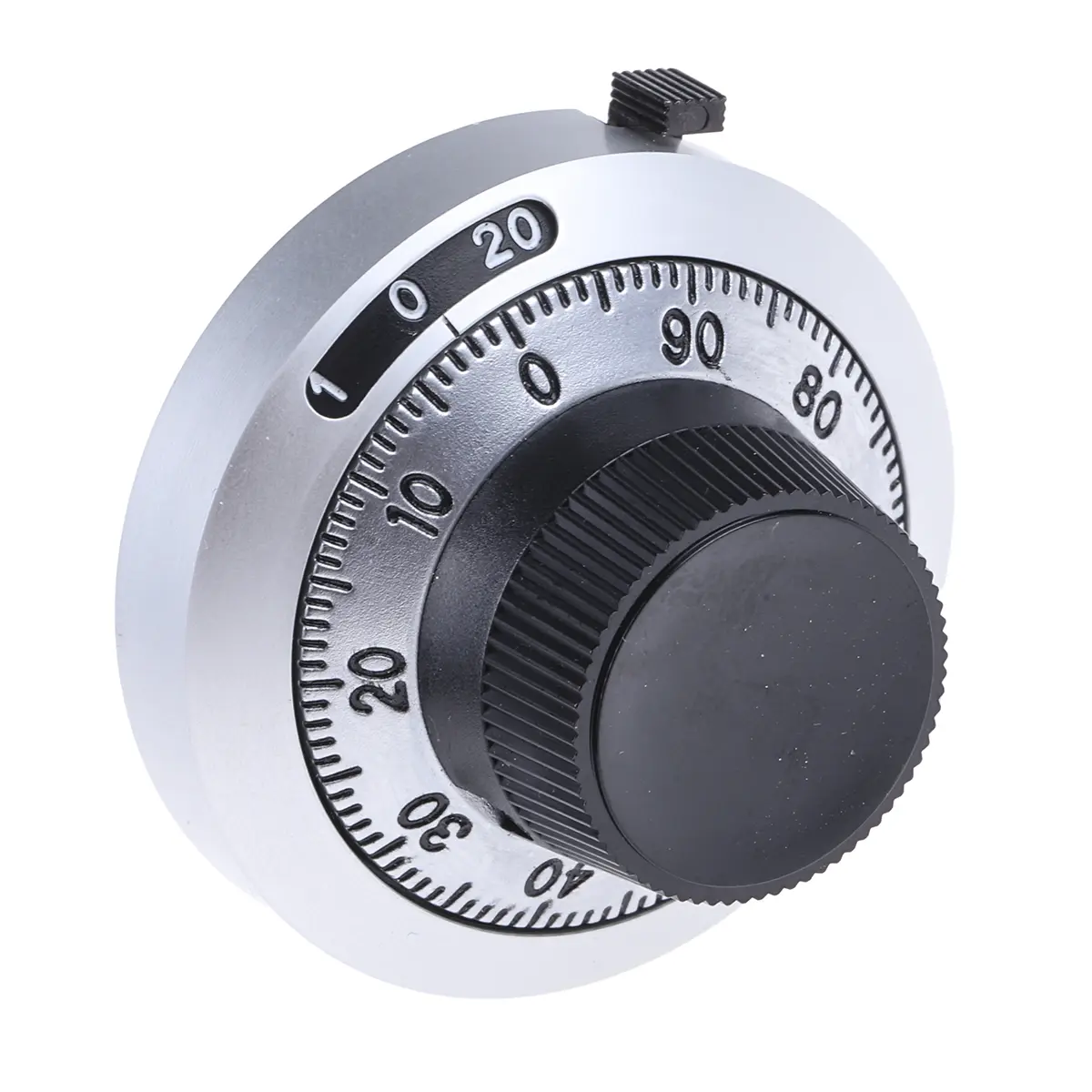 Produktfoto 1 von Bourns Potentiometer Drehknopf Schwarz, Zeiger Weiß Ø 46mm x 24mm, Rund Schaft 6.35mm