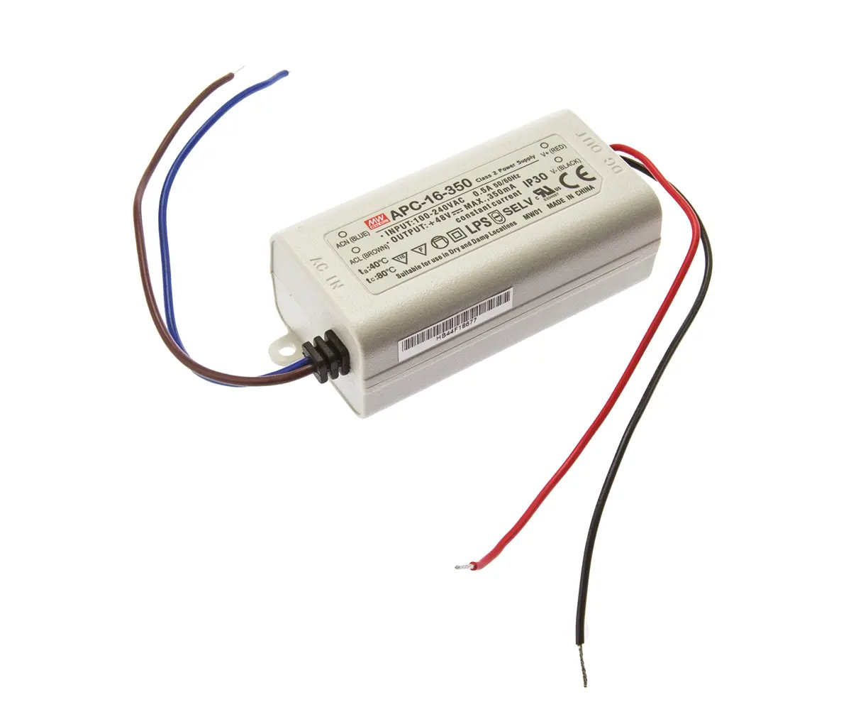Produktfoto 1 von MEAN WELL LED-Treiber, 16.8 W 264 V ac, 90 V ac, 127V dc, 370 V dc LED-Treiber 350mA, Ausgang 12V, 48 V