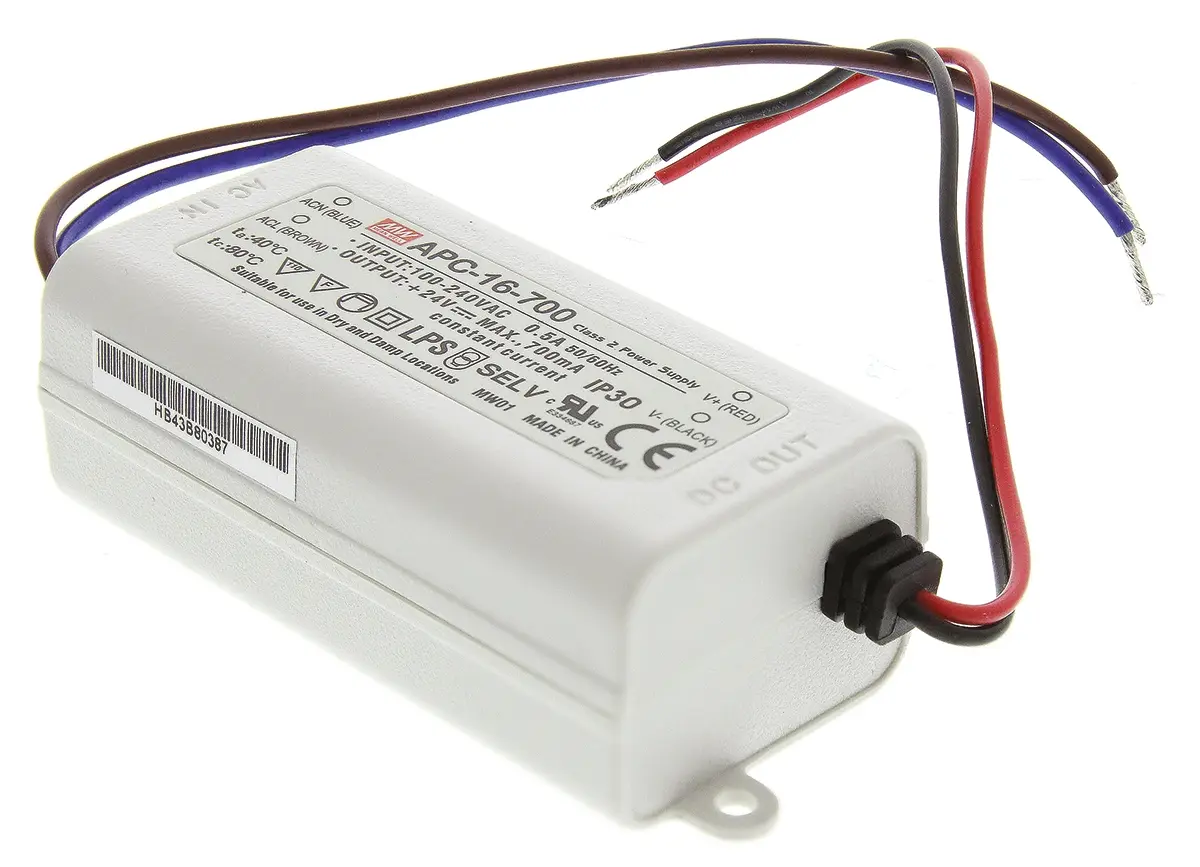 Produktfoto 1 von MEAN WELL LED-Treiber, 16.8 W 264 V ac, 90 V ac, 127V dc, 370 V dc LED-Treiber 700mA, Ausgang 24V, 9 V