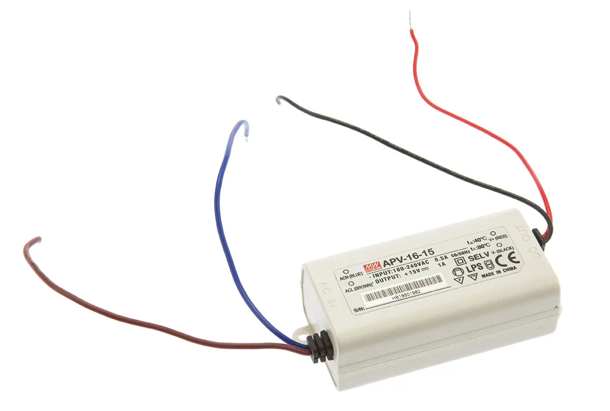 Produktfoto 1 von MEAN WELL LED-Treiber, 15 W 264 V ac, 90 V ac, 127V dc, 370 V dc LED-Treiber 1A, Ausgang 15V