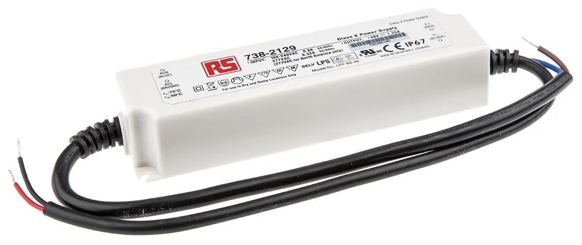 Produktfoto 1 von MEAN WELL LED-Treiber, 60 W 305 V ac, 90 V ac, 127V dc, 431 V dc LED-Treiber 1.25A, Ausgang 48V