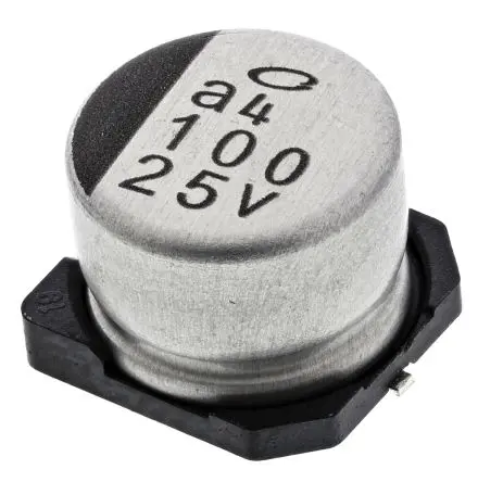 Produktfoto 1 von Nichicon UR Oberfläche Kondensator 100 μF Lot 20 % / 25V dc, Ø 8 mm x 6.2 mm x 6.2 mm, 85 °C