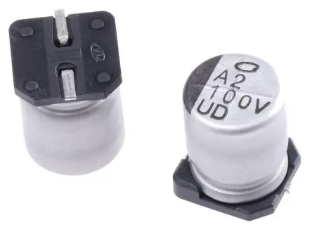 Produktfoto 1 von Nichicon UD Oberfläche Kondensator 100 μF Lot 20 % / 35V dc, Ø 8 mm x 10 mm x 10 mm, 105 °C