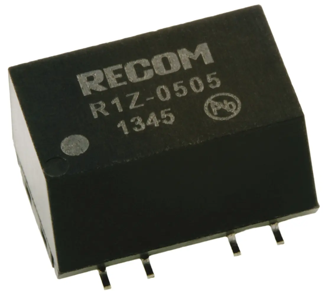 Produktfoto 1 von Recom R1Z DC/DC Konverter, 5V dc OUT 200 mA Oberfläche 5V dc 1 kV dc 1 W -40 °C 70 °C