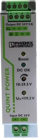 Produktfoto 1 von Phoenix Contact QUINT-PS/24DC/24DC/5 DC/DC Konverter, 24V dc OUT 5 A DIN-Hutschiene 32V dc 1.5 kV dc 120 W 70 °C 70 °C