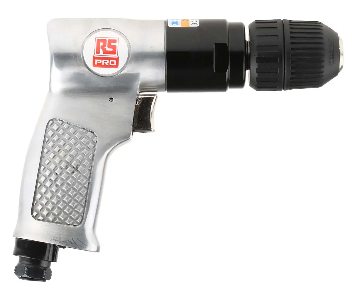 Produktfoto 1 von RS PRO 1/4 in Druckluft Bohrmaschine Schlüssellos Umschaltbare Druckluftbohrer, 10 mm Bohrfutter 1800 rpm