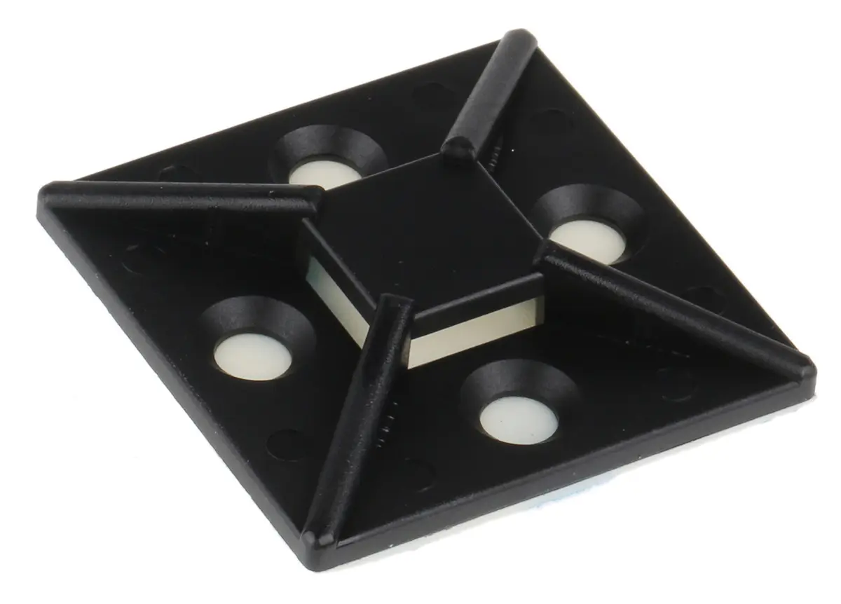 Produktfoto 1 von RS PRO Schraubbefestigung HC Befestigungssockel, Nylon 6.6 Schwarz 38 mm x 10.2 mm Kabelbinder x 38 mm für 5 mm