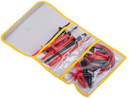 Produktfoto 1 von RS PRO Multimeter-Messleitungen Abgesichert mit Federhaken, Krokodilklemme, Stecker rechtwinklig, Stecker gerade,