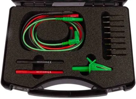 Produktfoto 1 von RS PRO Multimeter-Messleitungen mit Krokodilklemme, Stecker rechtwinklig, Pin-Buchse, Vielfachstecker Prüf Kit CAT 20A