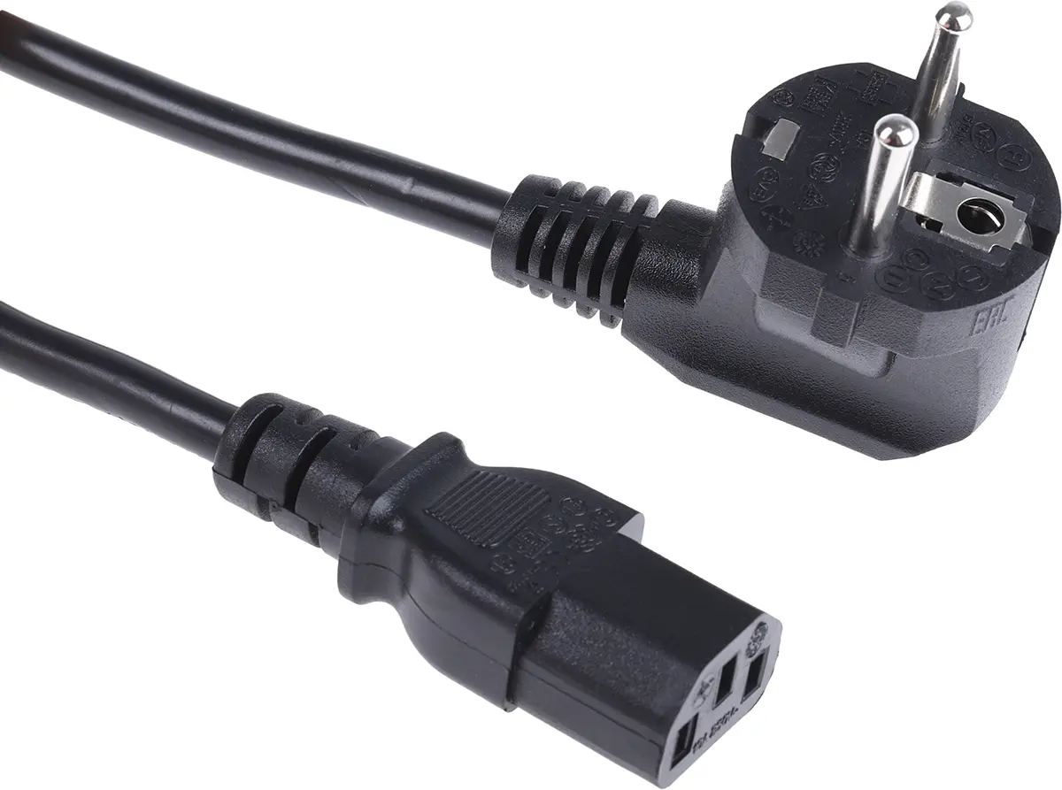 Produktfoto 1 von RS PRO Netzkabel, A IEC C13, B CEE 7/4 Schutzkontakt, 2.5 m Schwarz Polyvinylchlorid, 250 V