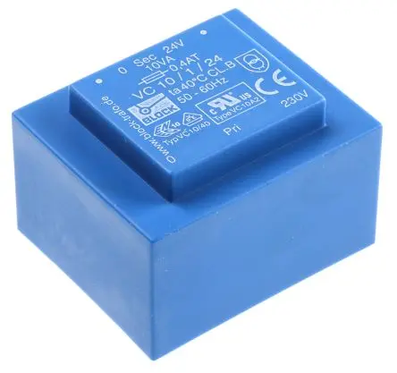 Produktfoto 1 von Block Printtrafo, Trafo 230 V ac / 24 V ac 1 Ausg. 10 VA 51.0 mm x 27.5mm x 34.6 mm 0.28 kg Stift